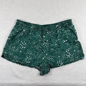 PINK Victoria's Secret Green Star Print Sleep Shorts Medium Pajama Bottoms‎
